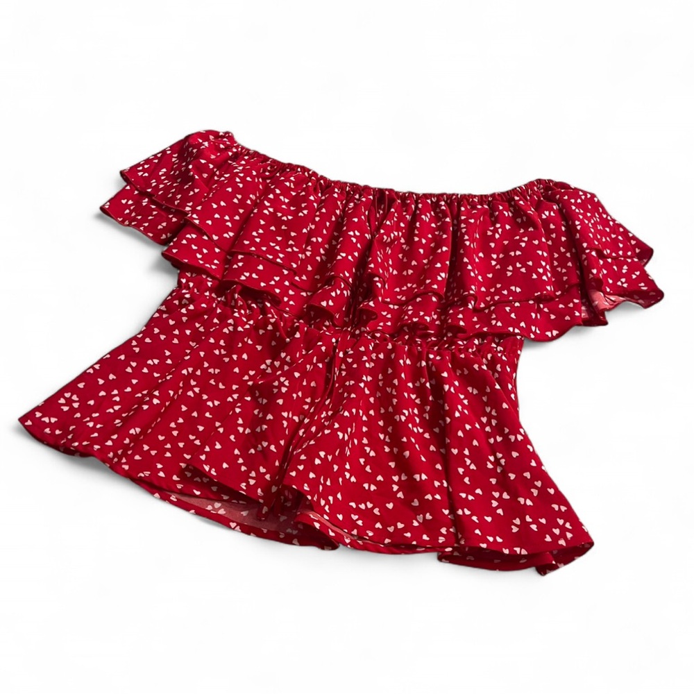 SHEIN Red Floral Off-Shoulder Blouse